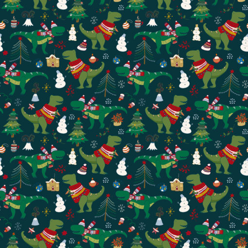 Baumwolle - Weihnachten - Dinos grün - Premium Collection