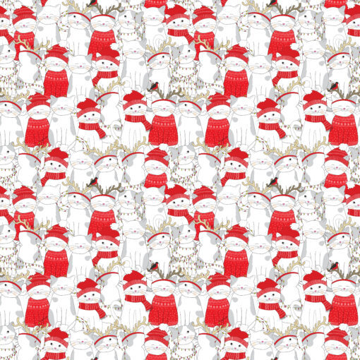 Baumwolle - Weihnachten - Katzen rot - Premium Collection