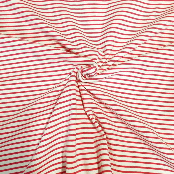 Jersey - Tricot Stripe - pink weiß gestreift