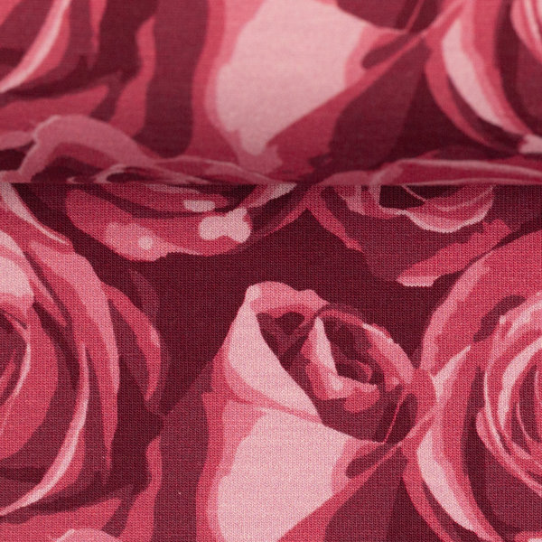 Jersey - Rosalie by Lycklig desgin - Rosenmuster in pinkrot