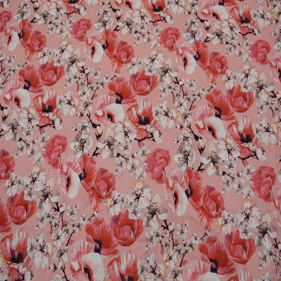 Jersey - Handmade with Love - Kirschblüten - rosa