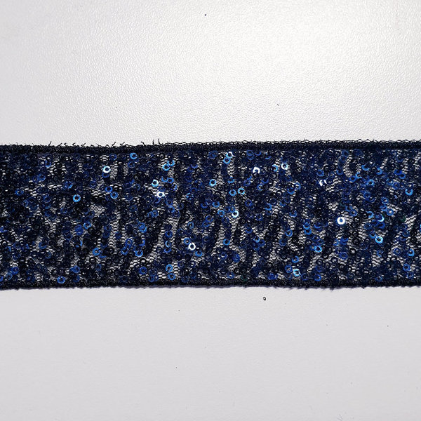 Paillettenborde - 40mm - blau