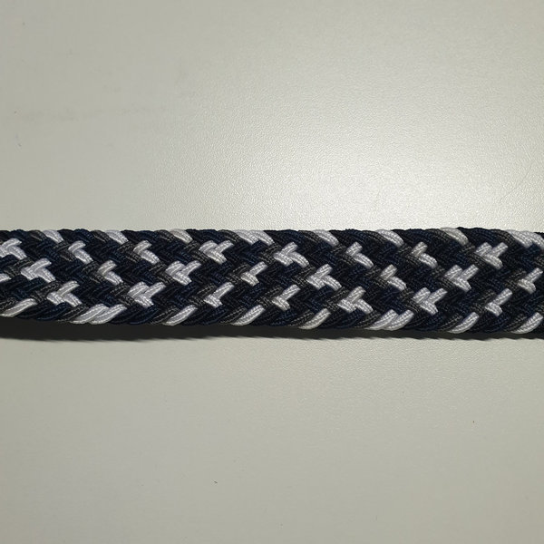 Gurtband geflochten 35mm - elastisch - blau/ weiß