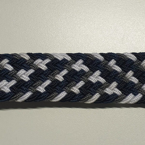 Gurtband geflochten 35mm - elastisch - blau/ weiß