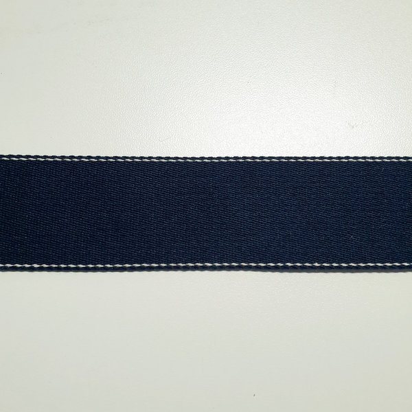 Gurtband 40mm - jeansoptik - gesteppter Rand - dunkelblau