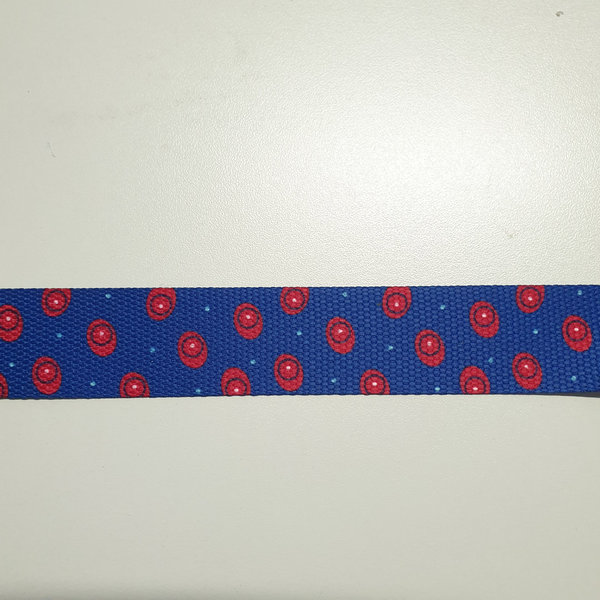 Gurtband 30mm - glänzend - Punkte rot - blau