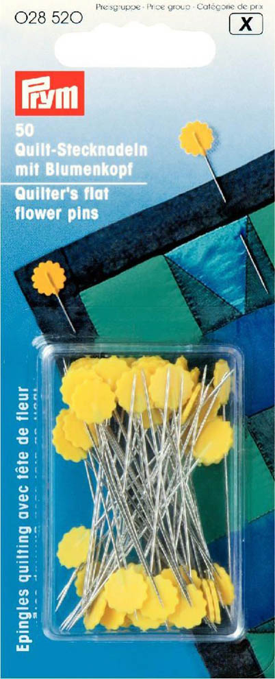Quilt-Stecknadeln - 0,60 x 50 mm - gelb mit Blumenkopf