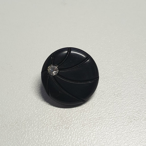 Kunststoffknopf - 18mm - Öse - glatte Oberfläche und kleinem Strassstein