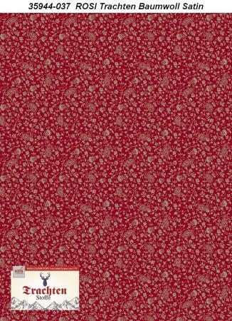 Baumwoll-Satin - Trachtenmotiv - Blumen - rot