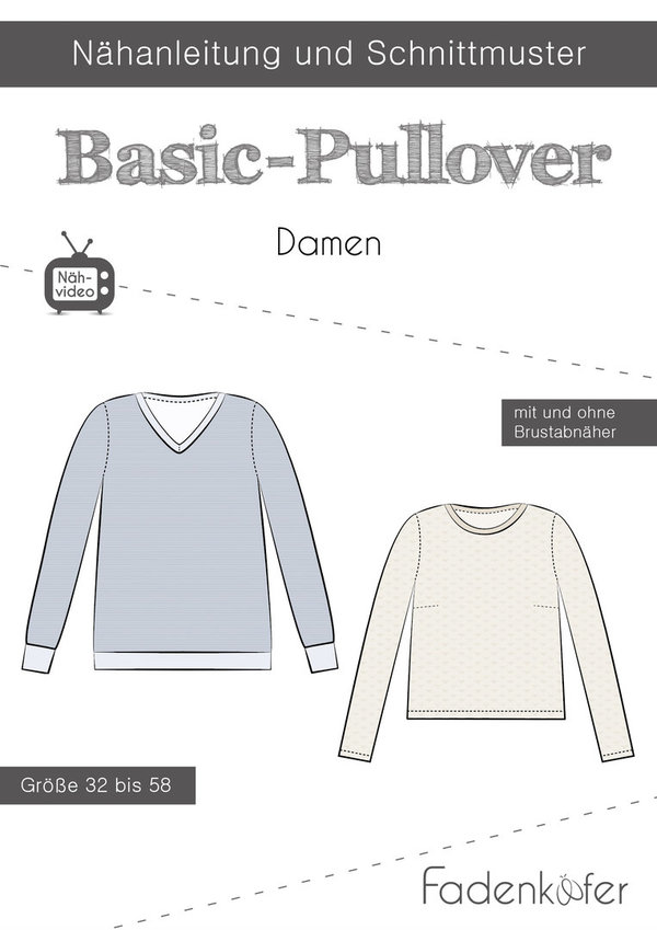 Papierschnittmuster Basic-Pullover Damen