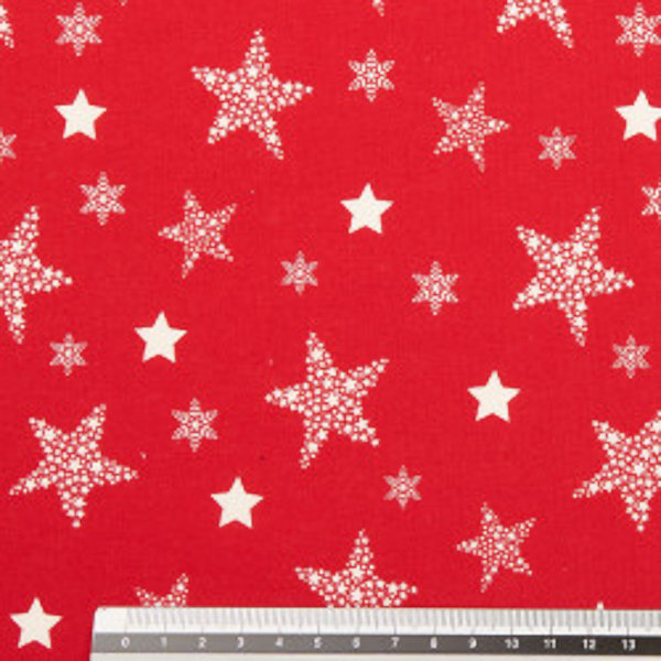 Baumnwolle - Weihnachten - Pascua - Sterne - rot