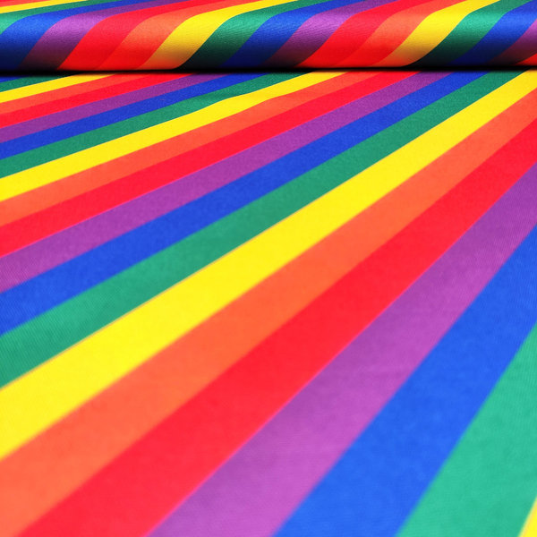 Kostümstoff - Universal - Multicolor - Diagonal gestreift - Regenbogen